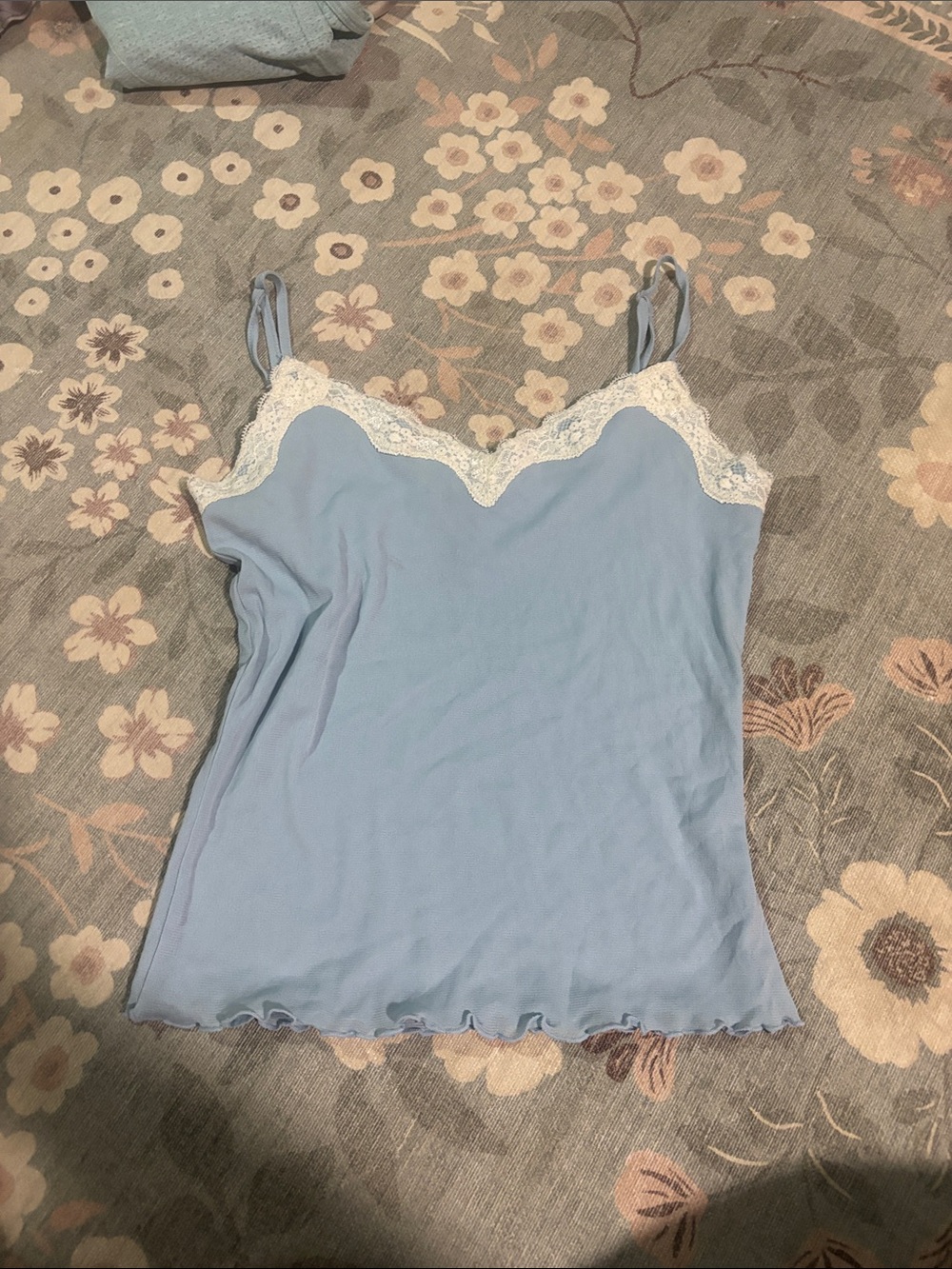 The Limited Light Blue Lace Trim Tank Top